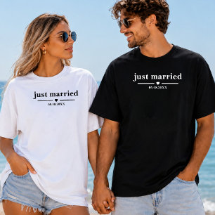 Camiseta Recém-Casados Roupa de Casamento Personalizada par