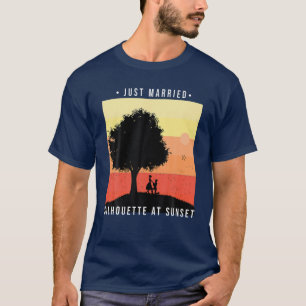 Camiseta Recém-Casados Roupas de Noivado Retro Casal de Rec