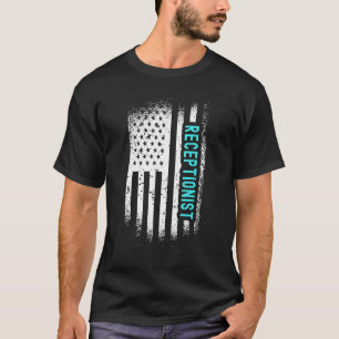Camiseta Recepcionista com bandeira americana