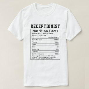 Camiseta Recepcionista Engraçada Fatos Nutricionais Funcion