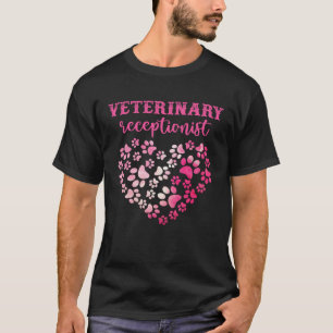 Camiseta Recepcionista veterinária estampa de pata de gato 