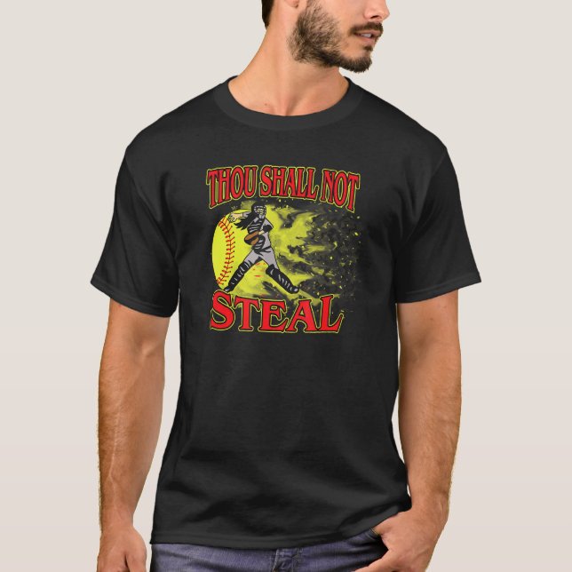 Camiseta Receptor de Softbol Não Roubarás Derrubar (Frente)