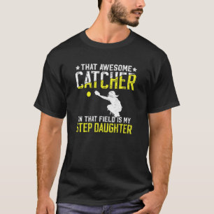 Camiseta Receptor de Softbol Padrasto Orgulhoso Receptor de