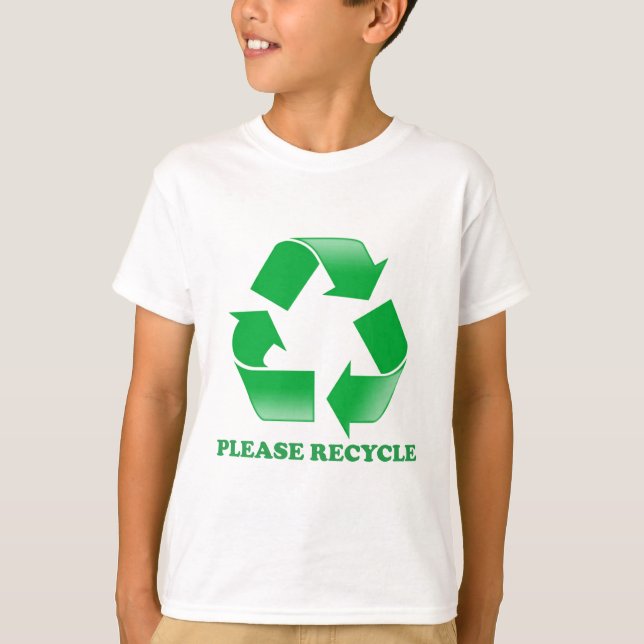 Camiseta Recicl por favor. Consciência do reciclagem. Vai o (Frente)