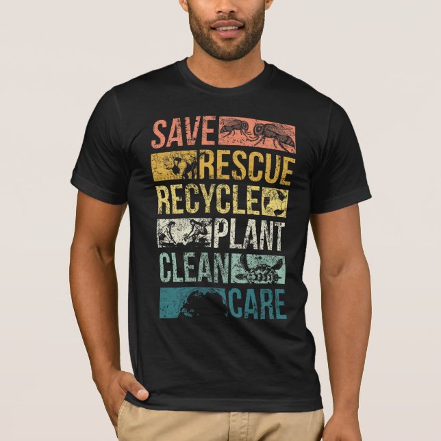 Camiseta Reciclar de alterações climáticas da tartaruga mar (Frente)