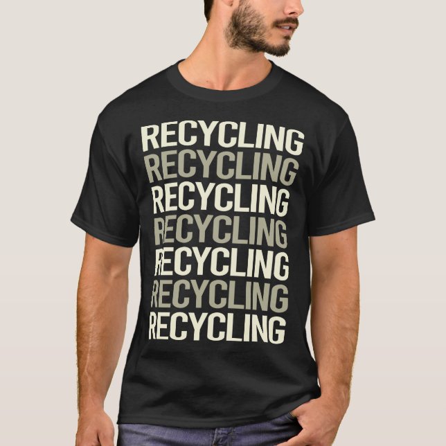 Camiseta Reciclar do Reciclagem de Texto Branco (Frente)