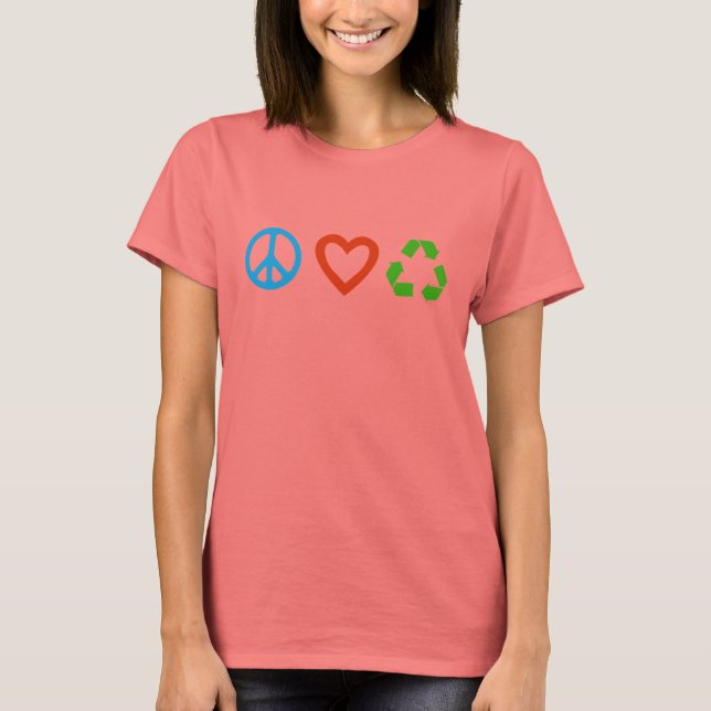 Camiseta Reciclar Peace Love - muitas cores e esti (Frente)