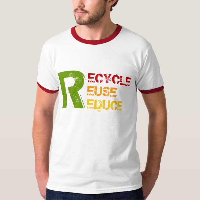 Camiseta Reciclar, Reutilização, Reduzir T-shirts (Frente)