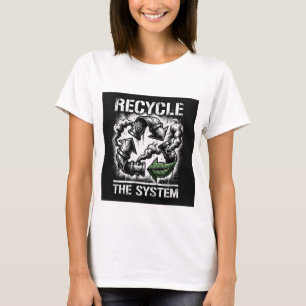 Camiseta Recicle o Sistema   Design Gráfico Ousado   Mulher