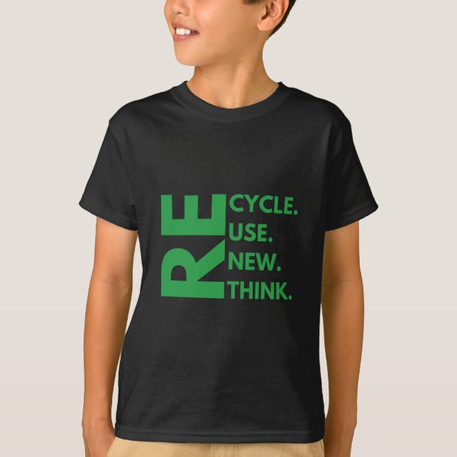 Camiseta Recicle Reutilize Renove Repense Dia da Terra Meio (Frente)