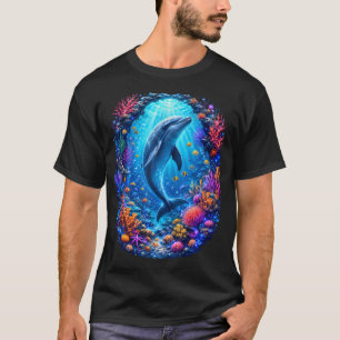 Camiseta Recife de Coral de Golfinho Vida Oceânica Subaquát