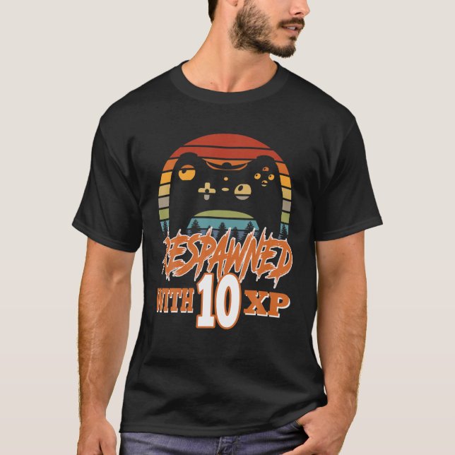 Camiseta Recolhido com 10 XP Video Gamer 10th Birthday Gif (Frente)
