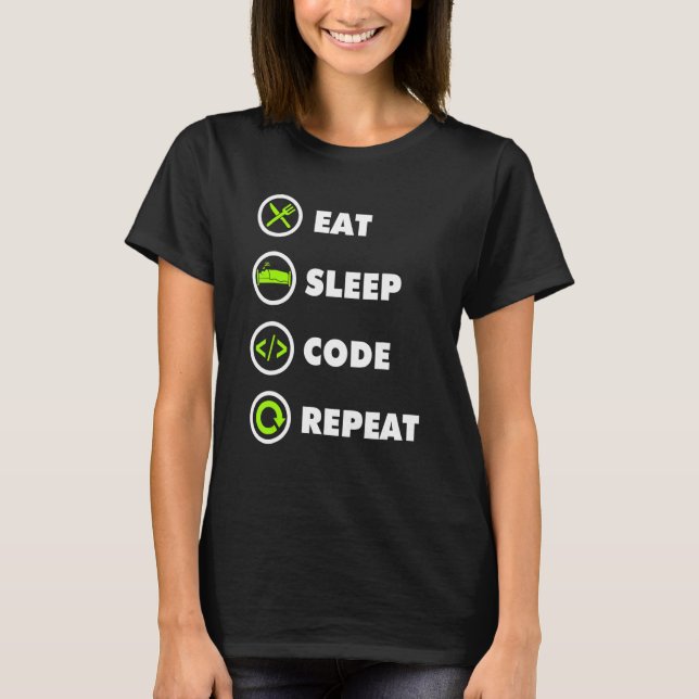 Camiseta Recoloque o código de latência Repetir programador (Frente)