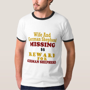Camiseta Recompensa faltante do german shepherd & da esposa