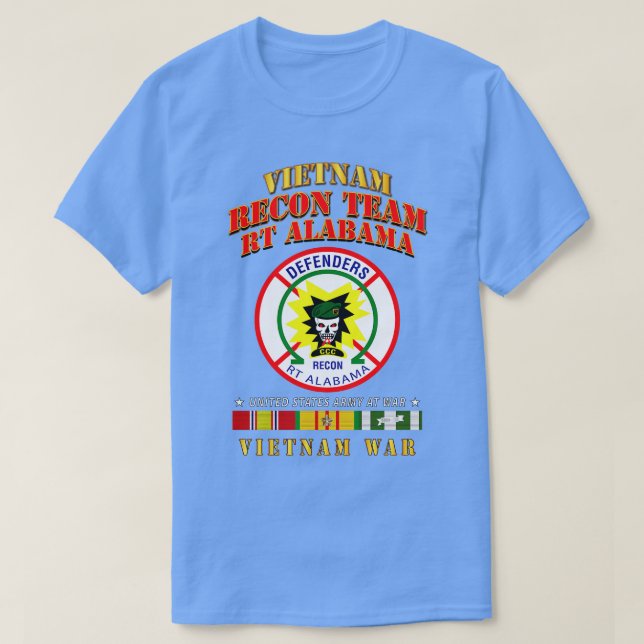 Camiseta Recon Team RT Alabama Defendeu Vietnamita VN SVC (Frente do Design)