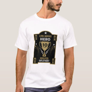Camiseta Reconhecimento do Serviço de Emprego Longo Dez ano