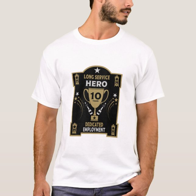 Camiseta Reconhecimento do Serviço de Emprego Longo Dez ano (Frente)
