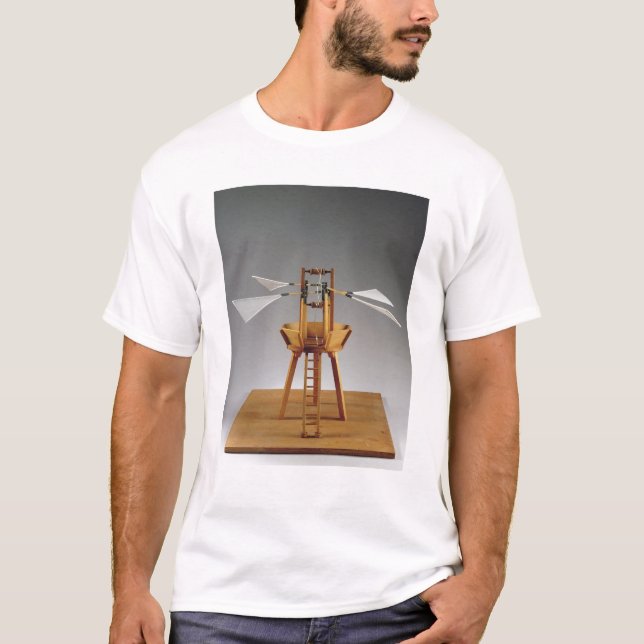 Camiseta Reconstrução modelo do design de da Vinci (Frente)