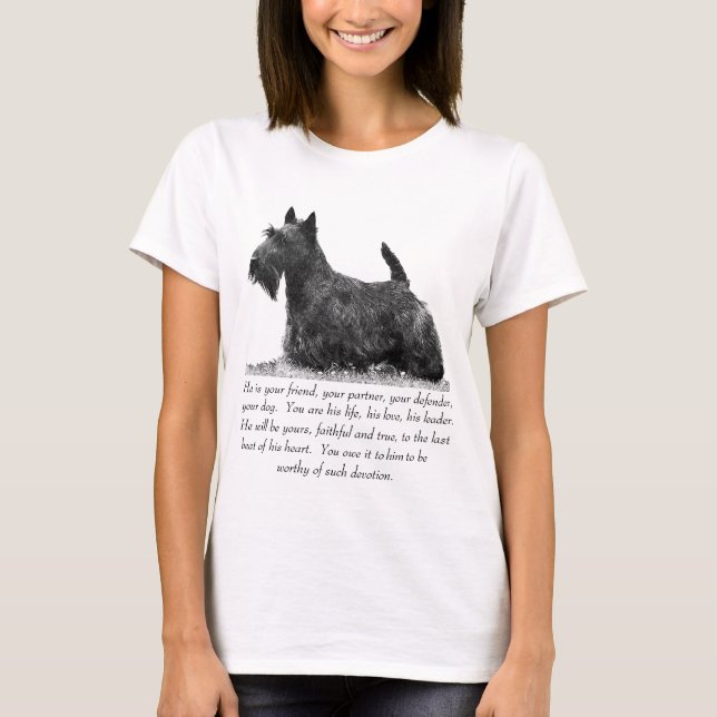 Camiseta Recordação do Terrier Escocês - Cão MACHO (Frente)