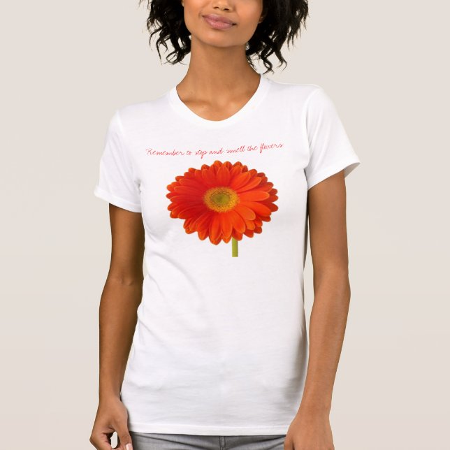 Camiseta Recorde parar e cheirar o T das flores (Frente)