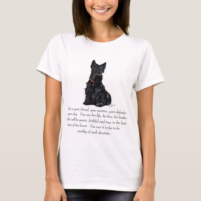 Camiseta Recordo de Terrier Escocês - FÊMEA (Frente)