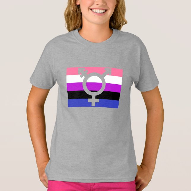 Camiseta Recorte da Bandeira Genderfluida (Frente)