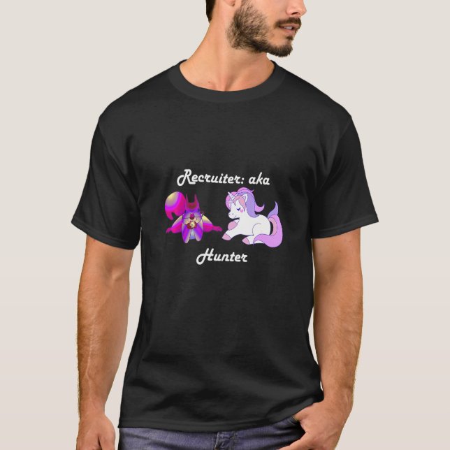 Camiseta Recrutador de Esquilo Roxo Unicorn Hunter (Frente)