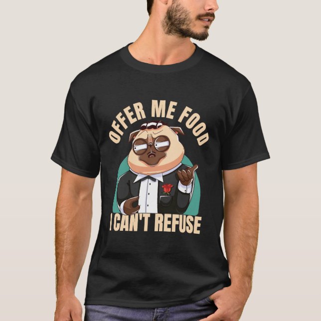 Camiseta Recuse pug cão da máfia Clássico  324 (Frente)