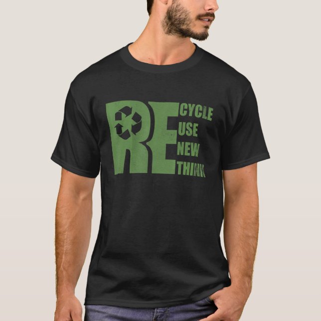 Camiseta Recycle Reuse Renew Rethink Earth Day Environmenta (Frente)