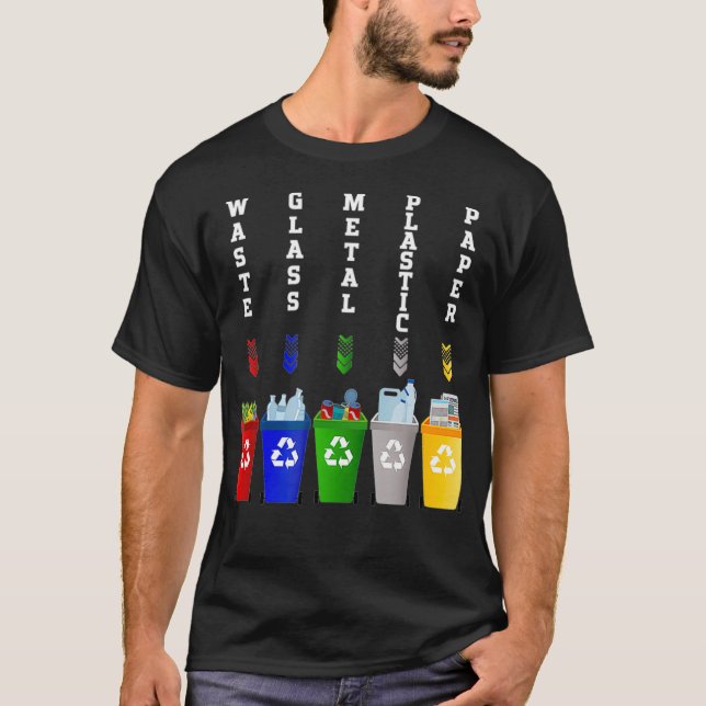 Camiseta Recycling Trash  Sorting bins  (Frente)
