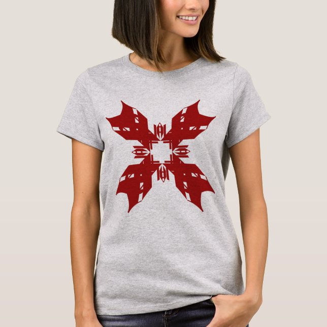 Camiseta Red Abstrato Snowflake Pop Contemporâneo Floral (Frente)