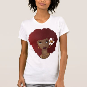 Camiseta Red Afro, Flor no Cabelo
