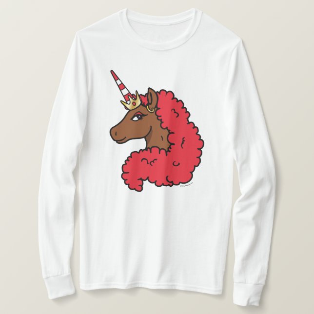 Camiseta Red Afro Unicorn (Frente do Design)