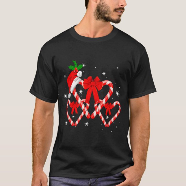 Camiseta Red And White Candy Cane Santa Christmas Funny Xma (Frente)