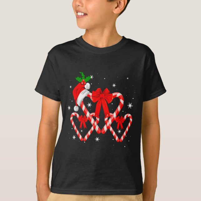 Camiseta Red And White Candy Cane Santa Christmas Funny Xma (Frente)