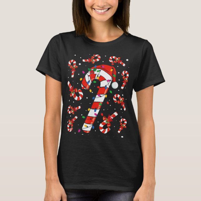 Camiseta Red And White Candy Cane Santa Christmas Funny Xma (Frente)