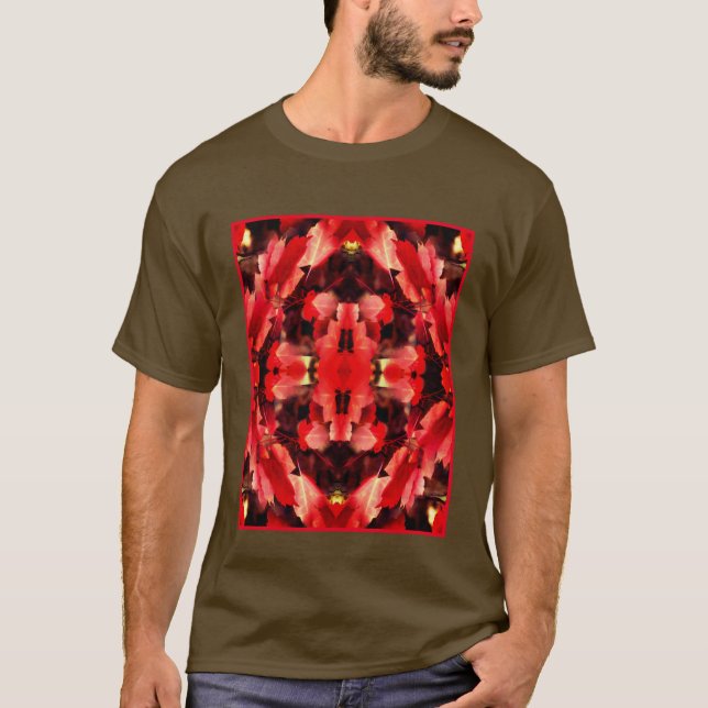 Camiseta Red Autumn deixa Abstrato de pintura natural (Frente)