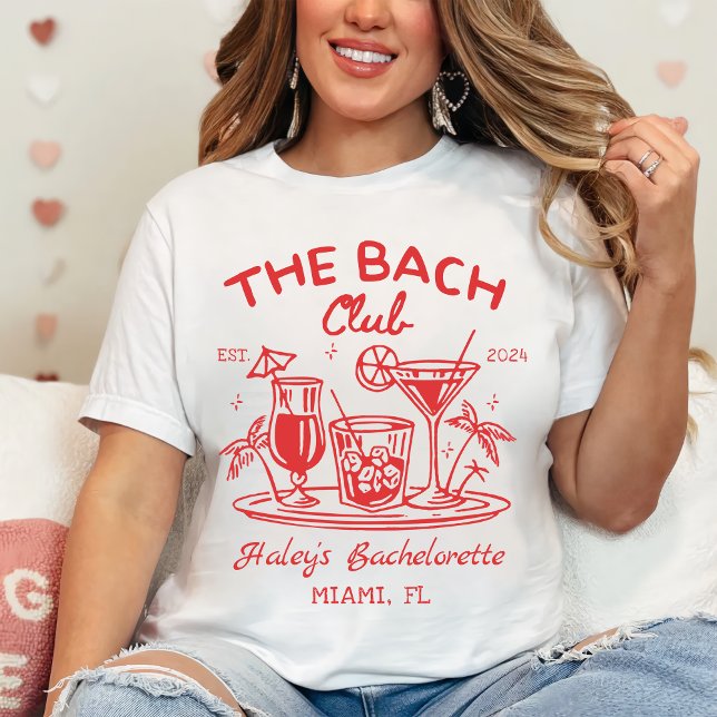 Camiseta Red Bach Club Cocktail Beach Bachelorette (Criador carregado)