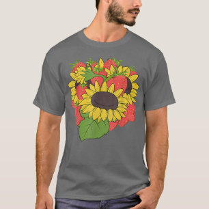 Camiseta Red Berries Hippie Flower Blossoms Strawberry Sunf