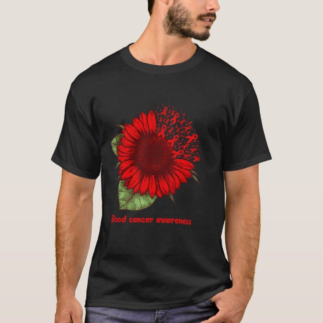 Camiseta Red Blood Cancer Awareness Sunflower Gift Warrior  (Frente)