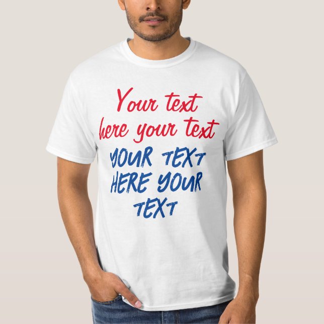 Camiseta Red Blue Calligrafe seu texto aqui substitua o slo (Frente)