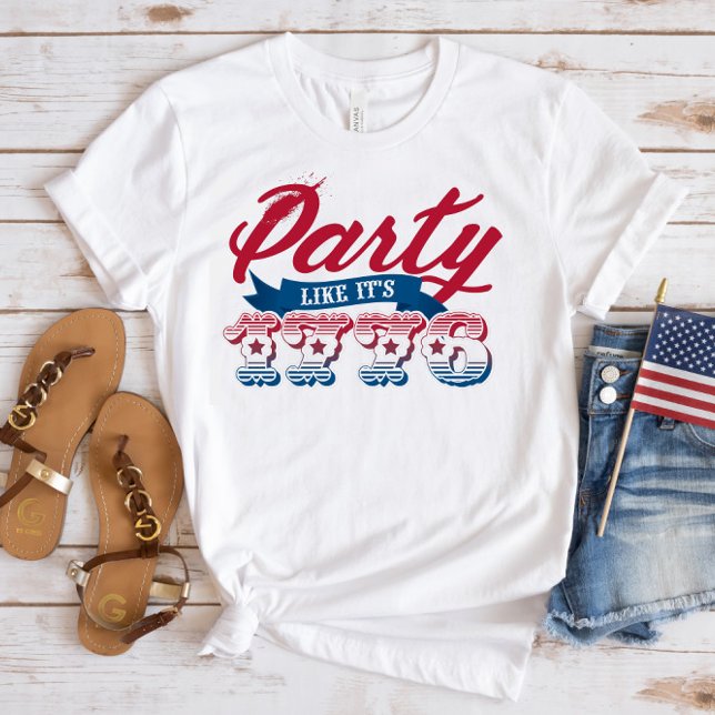 Camiseta Red Blue Party Like It's 1776 4th de julho T-Shirt (Criador carregado)