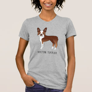 Camiseta Red Boston Terrier Cute Cartoon Cão e Texto Person