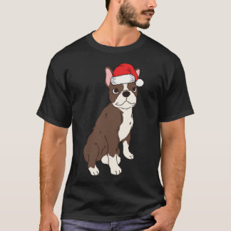 Camiseta Red Brown Boston Terrier Papais noeis de Natal Bos