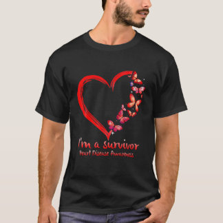 Camiseta Red Butterfly Heart I'm A Survivor Heart Disease A