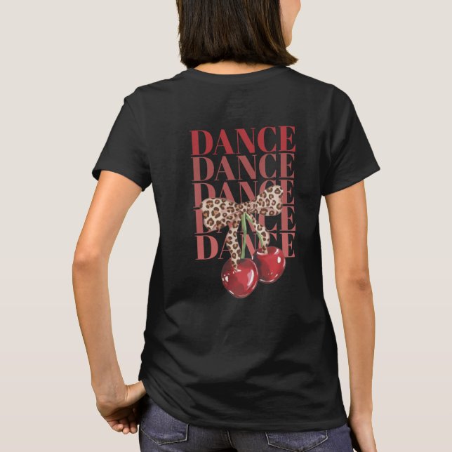 Camiseta Red Cherries Leopard Bow Dance Dance Dance Slogan  (Verso)