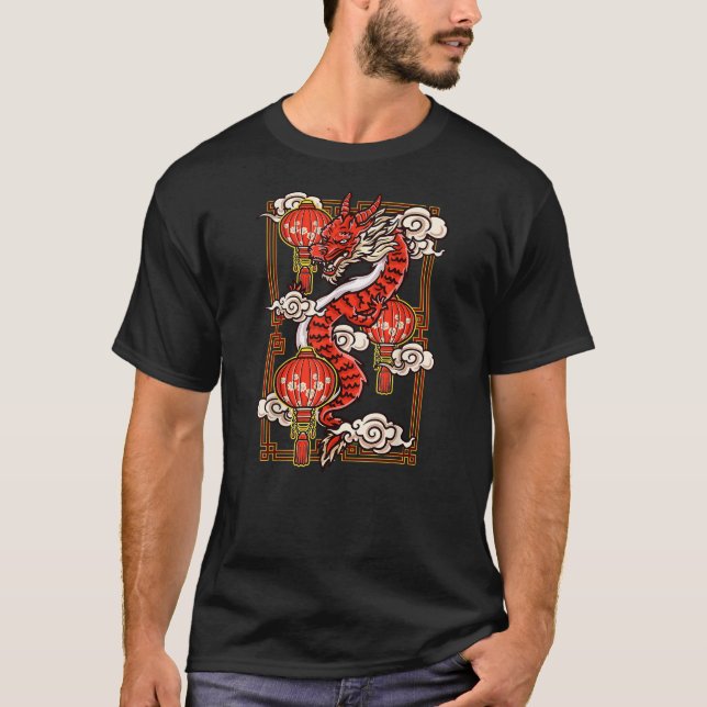 Camiseta Red Chinese New Year of the Dragon 2024 Lanterns C (Frente)