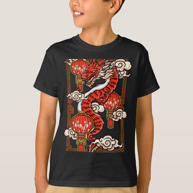 Camiseta Red Chinese New Year Of The Dragon 2024 Lanterns C (Frente)