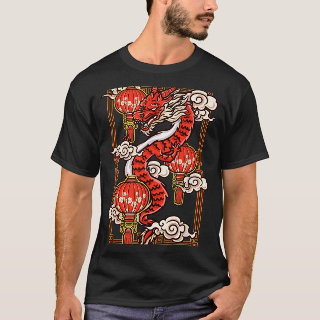 Camiseta Red Chinese New Year Of The Dragon 2024 Lanterns C (Frente)