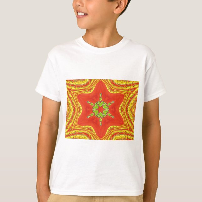 Camiseta Red Dourada Mandala Art Impressão (Frente)